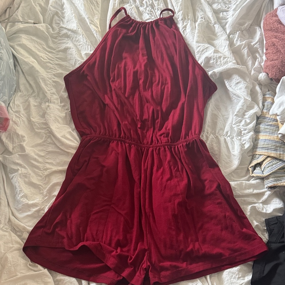 SHEIN Burgundy Jumpsuit